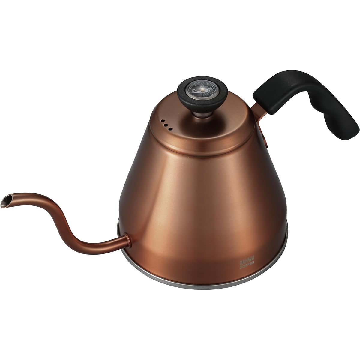 QAHWA Coffee Pot 1.2L Copper Resin Handle Narrow Mouth Type Thermometer Included Drip Kettle CB Japan