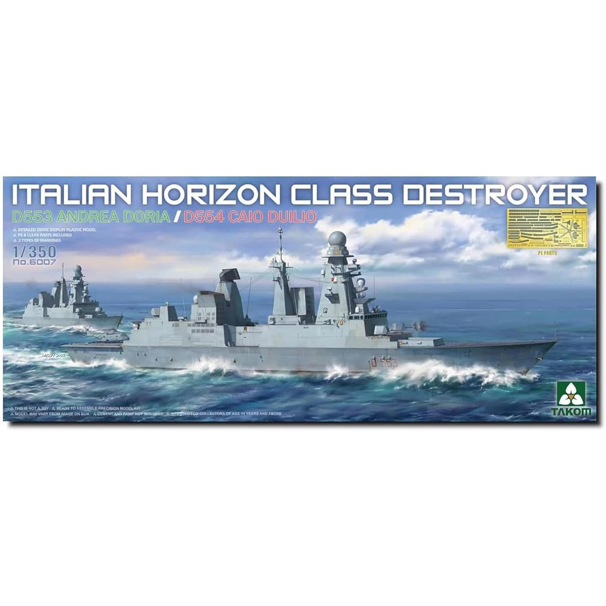 Tacom 1/350 Italian Navy Horizon Class Destroyer D553 Andrea Doria/D554 Caio Duilio Plastic Model TKO6007 Molding Color