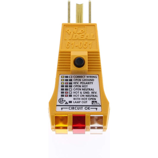 IDEAL Industries Inc. 61-051 E-Z CHECK PLUS GFCI Circuit Tester high durable yellow