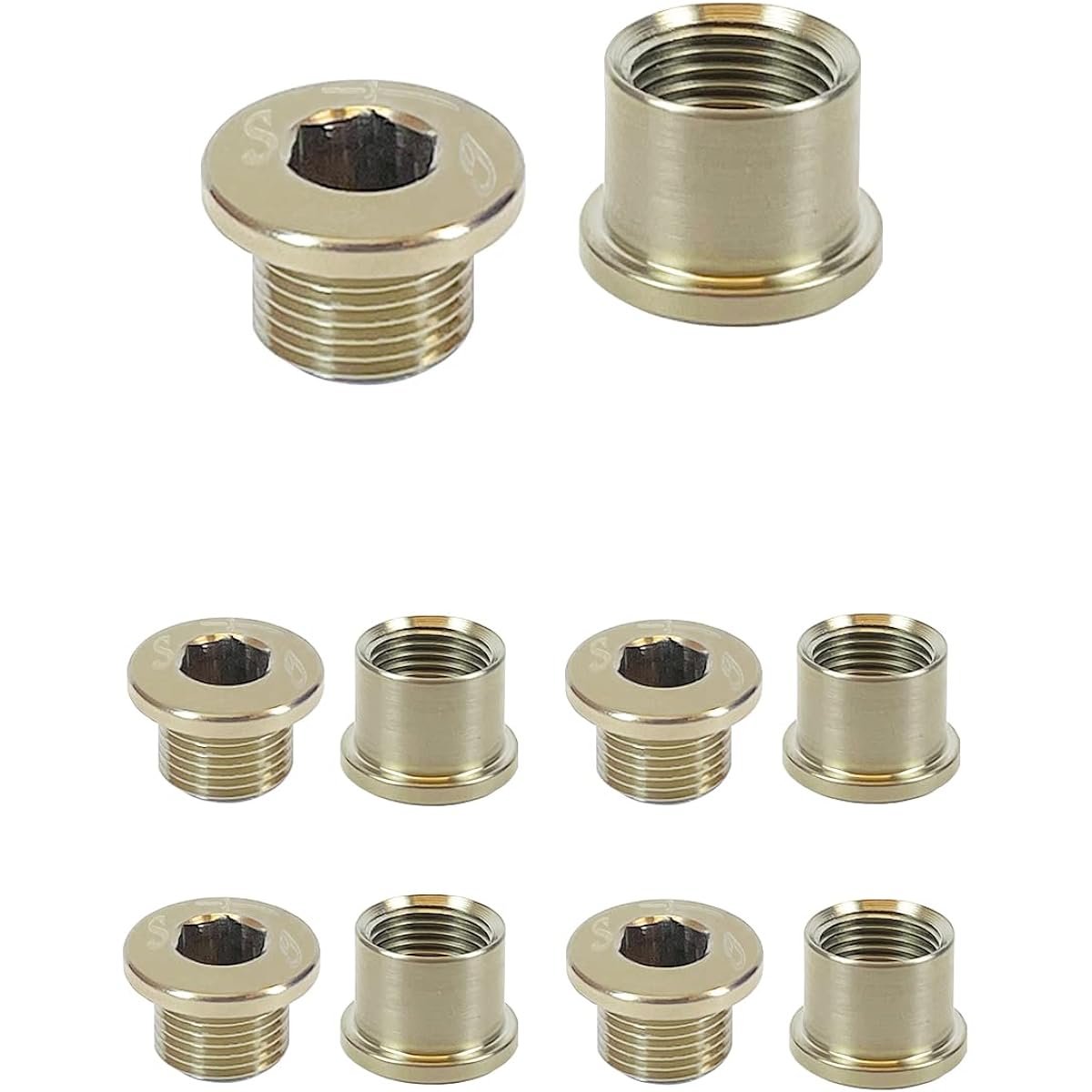 [Made in Taiwan, 64 Titanium] Samuriding Bicycle Chainring Bolt Titanium Set of 5 for Double Gear M8.5x6mm / M8.5x7mm Ti-6Al-4V