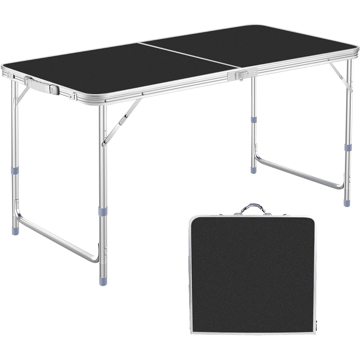 DesertFox Outdoor Folding Table 120cm Height Adjustable in 3 Levels Freely Adjustable Height for Picnics, Leisure, and Camping Foldable, Compact, Storage, Easy Assembly