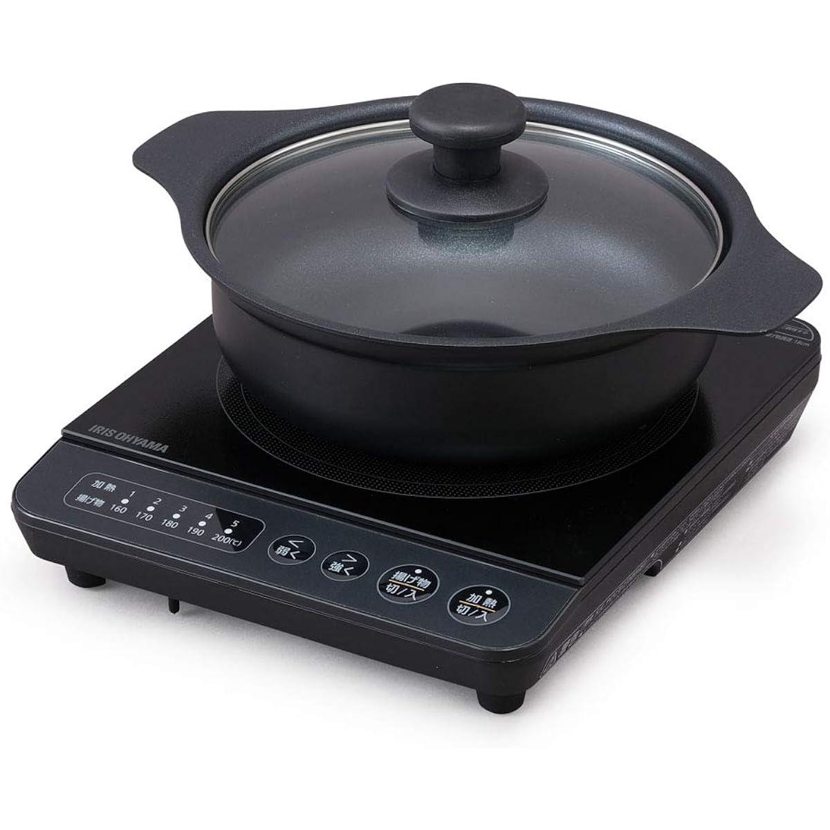 Iris Ohyama IH Stove 1 Burner IH Cooking Heater Tabletop Pot Set 1000W Black IHKP-T3820-B