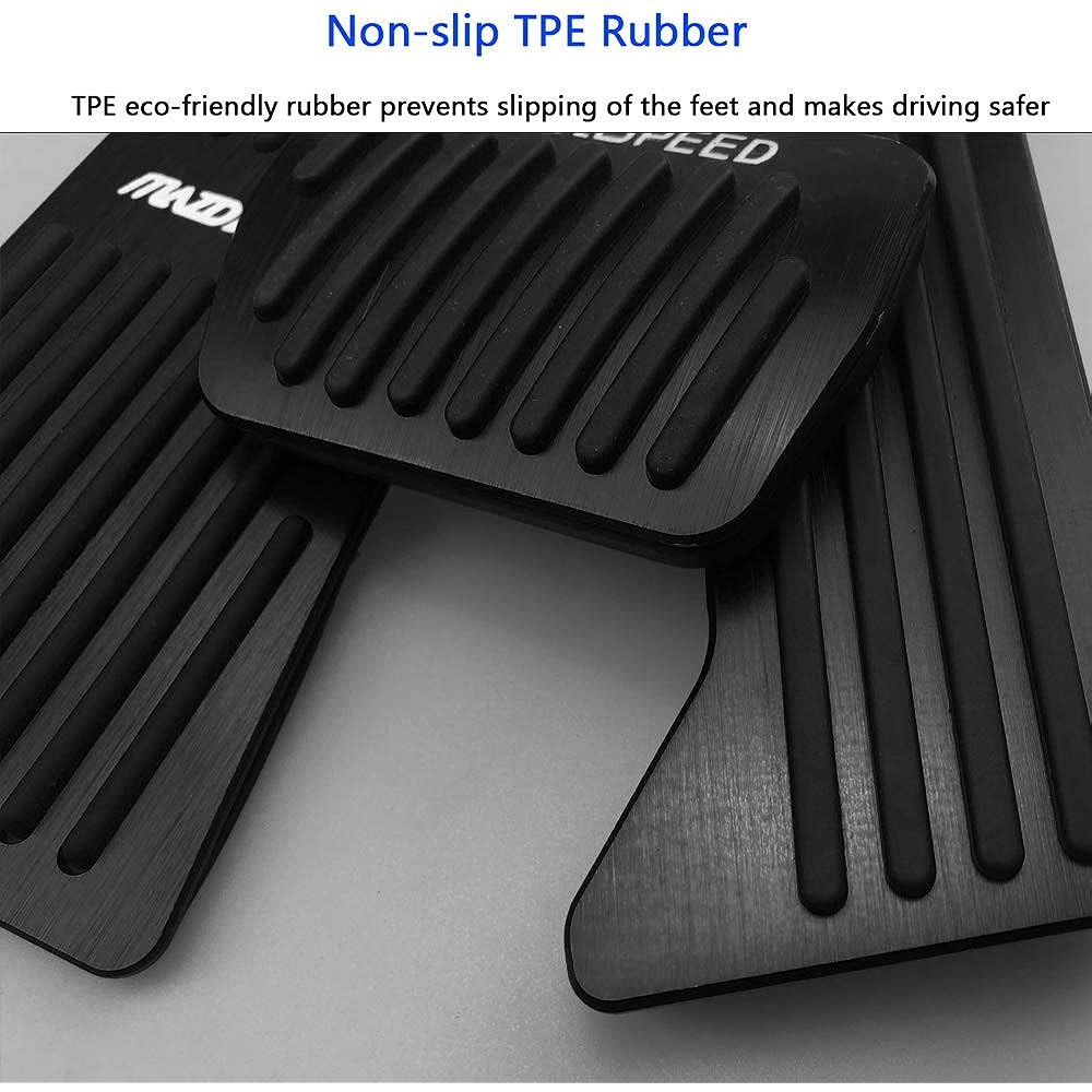 BOYUER Non-slip drilling unnecessary aluminum rest brake gas accelerator cover Mazda 2 3 CX-5 CX-5 CX-5 Foot pedal pad kit (black) 3 pieces
