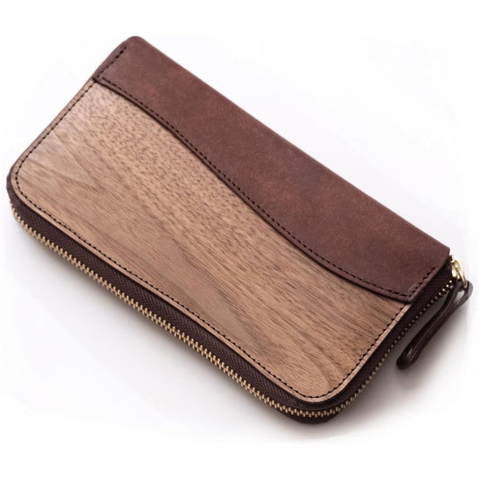 [VARCO REAL WOOD] Round zip wallet NE (Pueblo chocolate)