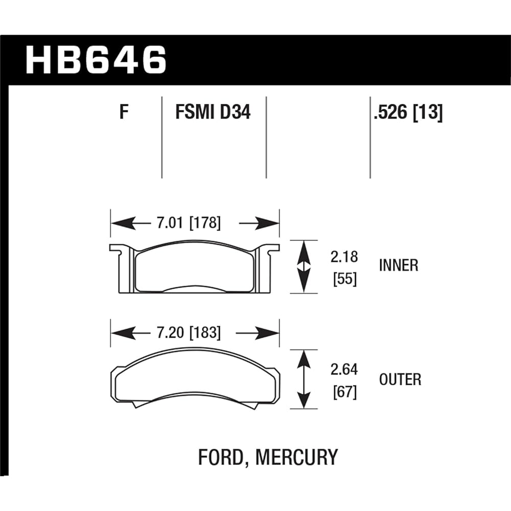 Hawk Performance HB646F.526 HPS Performance Ceramic Brake Pad