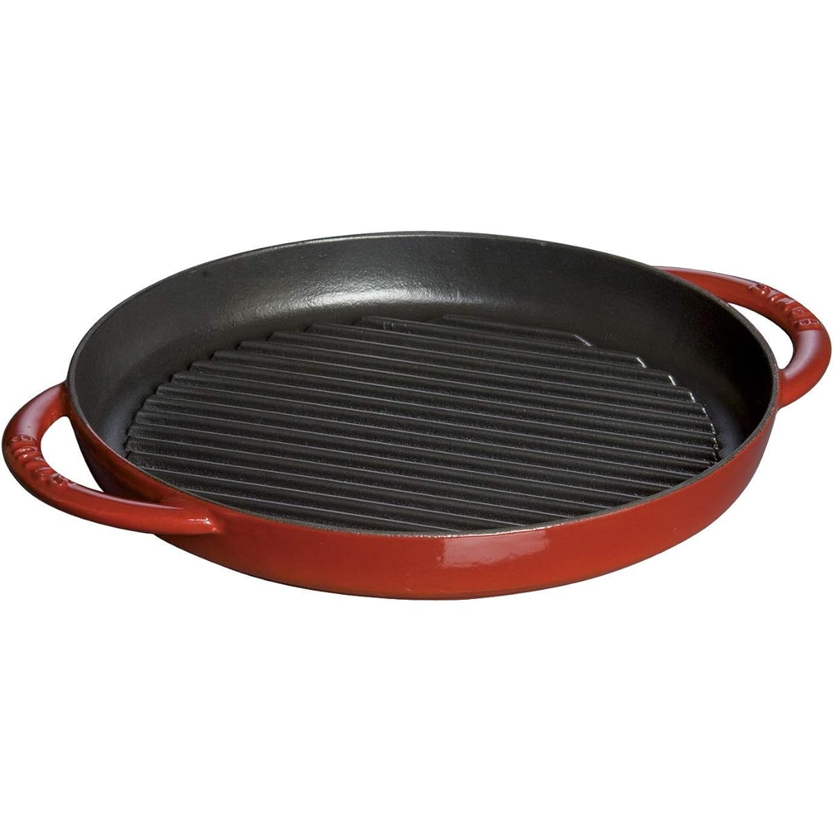 staub "Pure Grill Round Cherry 26cm" Grill Pan, Both Hands, Cast Metal, Enamel, IH Compatible [Authorized Japanese Product] Grill & Frying Pan 40510-309
