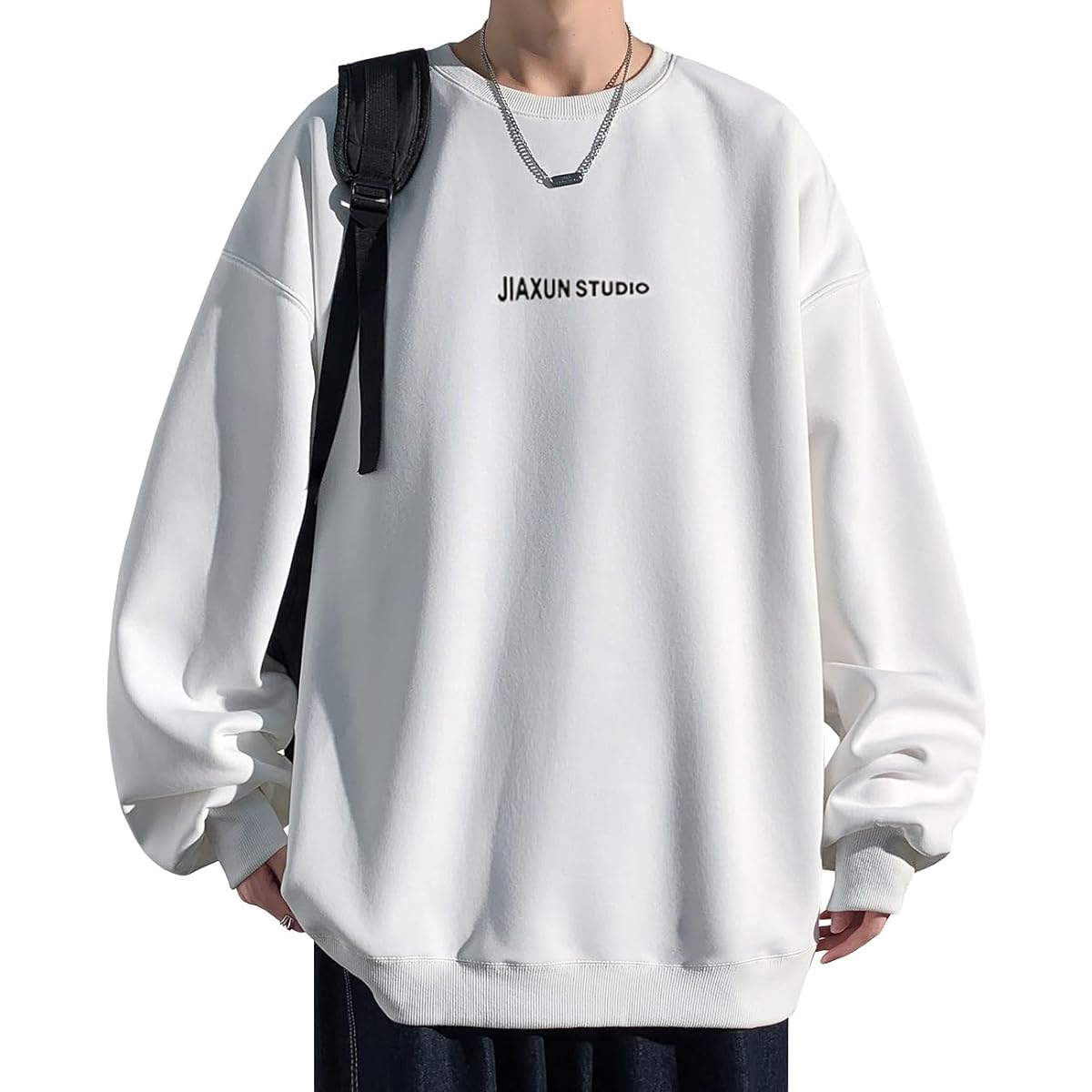 [EASTEMPO] Men's Sweatshirt, Long Sleeve, Spring, Casual, Stylish, Loose, Plain, Large Size
