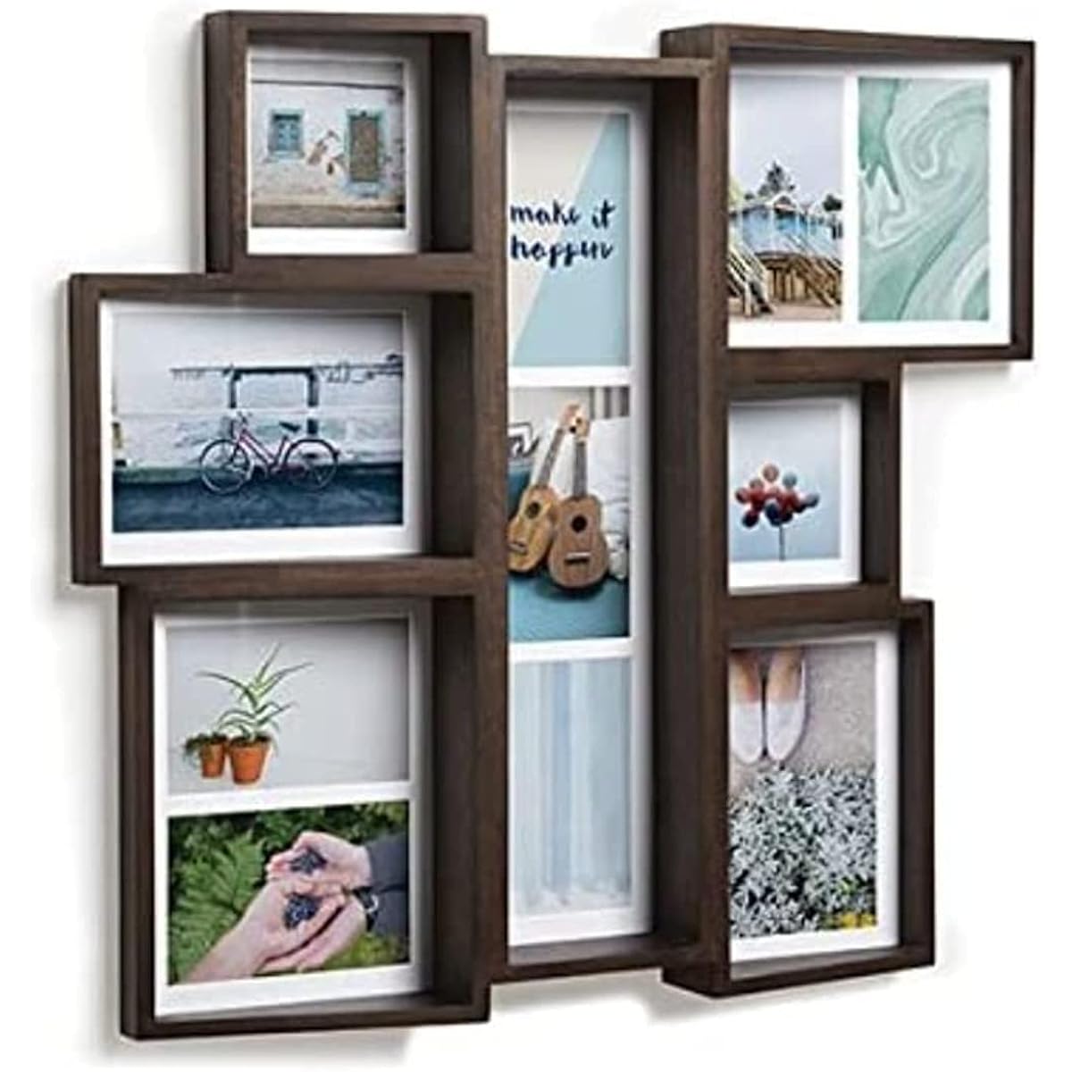 umbra Photo Frame Shelf Multi Wall Frame Wall Hanging Aged Walnut Multi 7 Sides EDGE 21005423746