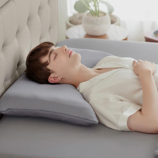 Limne Pillow, Memory Foam, Urethane, Large, Low, Soft, Suitable for Side Viewing, Breathable, Good Sleep, Gray, Plain