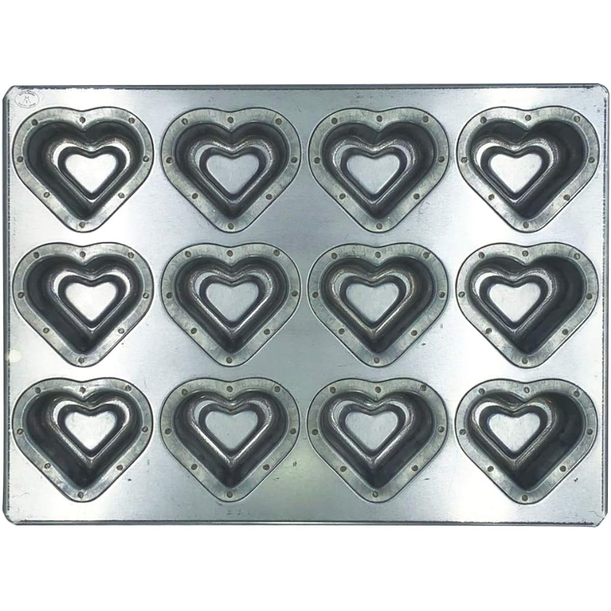 Matsunaga Seisakusho Silicone Processed Silver Double Heart Top Plate 12P MS26
