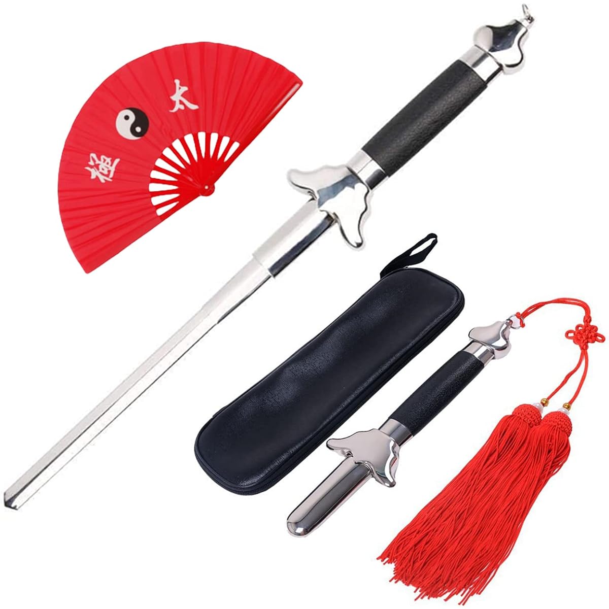 Rimikuru Tai Chi Tai Chi Sword Sword Extendable with Storage Bag and Sword Tip Fan Compact Practice Sword Dance Performance