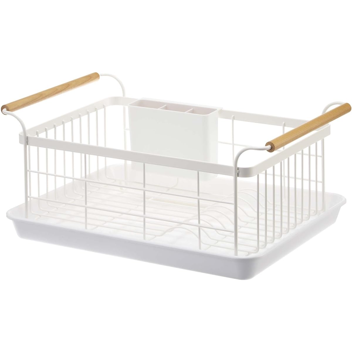 Yamazaki Jitsugyo 3107 Drainer Basket White Approx. W47 x D33.5 x H20cm Tosca Drainer Rack with Cutlery Pocket
