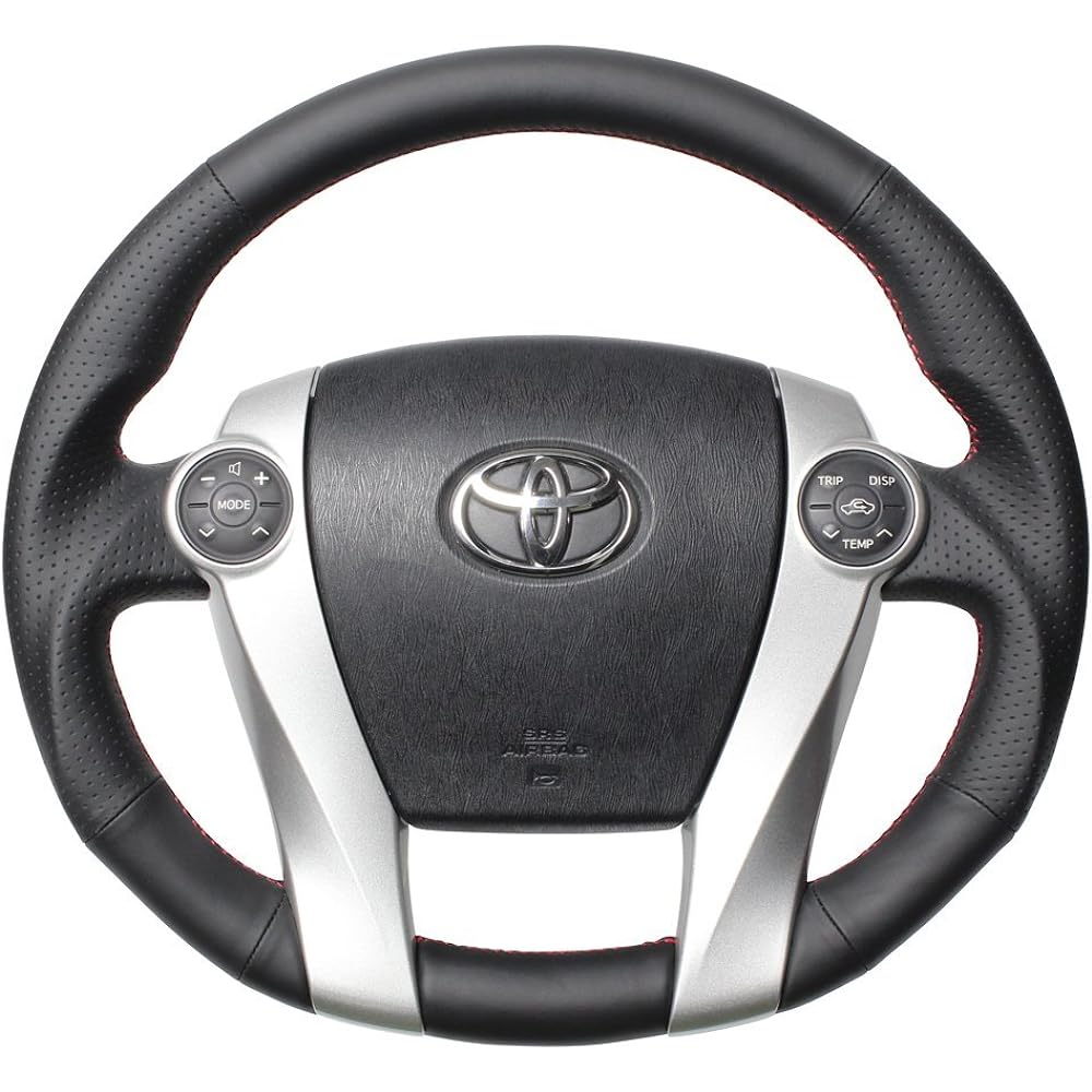 REAL Steering [Prius α Alpha (40 series)] Premium Series Nappa All Leather Red Stitch 30-BS-LPB-RD-ALF