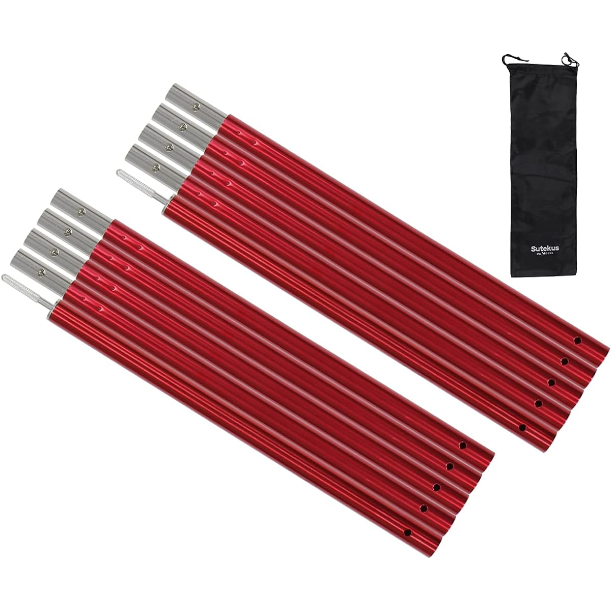 Sutekus Aluminum Adjustable Pole for Tent Tarp Wing, Diameter 19mm, Total Length 190cm, Set of 2