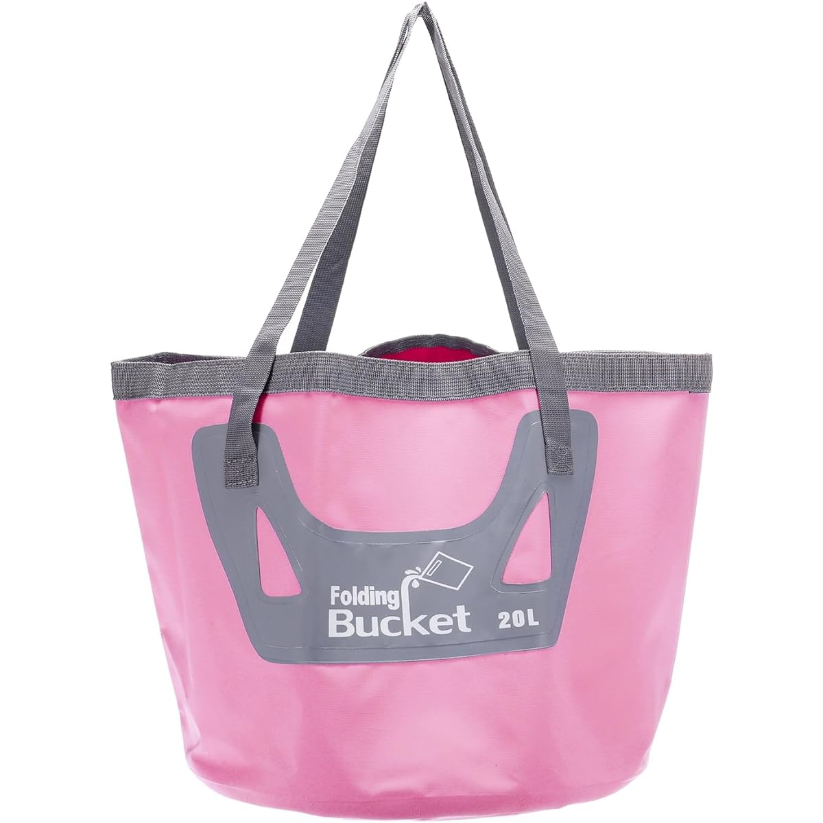 PATIKIL 5.3 Gallon 20L Collapsible Bucket Portable Collapsible Water Storage Container Basin for Outdoor Travel Camping Fishing Light Pink