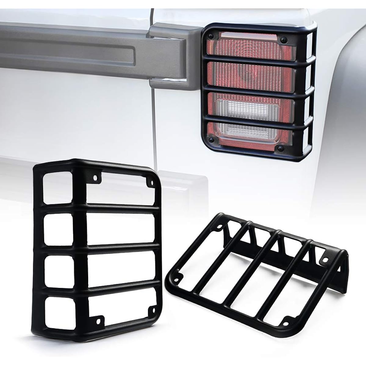 XPRITE 2007-2018 Geeprangler JK Unlimited Mat Black Light Guard Lilly Tail Lamp (Tail Light) Cover -Pair