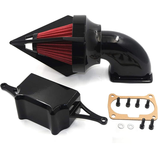 HTTMT- Glossy Black Diamond Air Cleaner Intake Compatible with 2002-2010 Roadstar Midnight Warrior [P/N:MT232C]