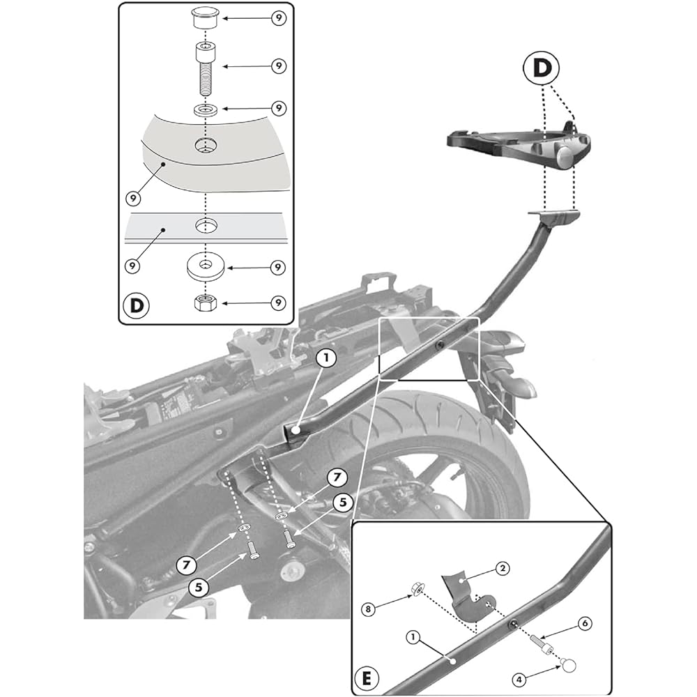 GIVI Motorcycle Top Case Fitting for Monokey/Monorock Compatible with Fazer8(10-15) FZ8(10-15) 366FZ 74369