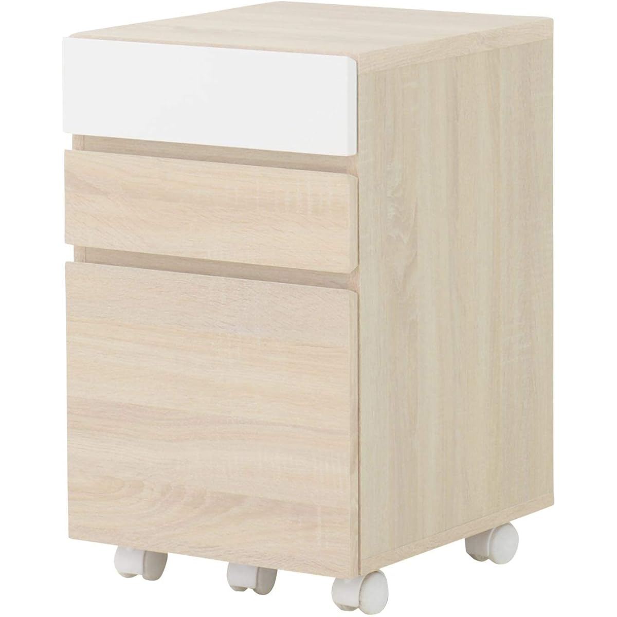 Sato Sangyo HELM Side Chest Width 40cm Depth 45cm Height 65.5cm Oak White Wooden Mirror Surface with Casters HM65-40H IV