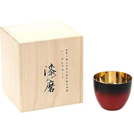Double lacquered cup made by traditional craftsman, gold plated inside, red color SCW-GK602