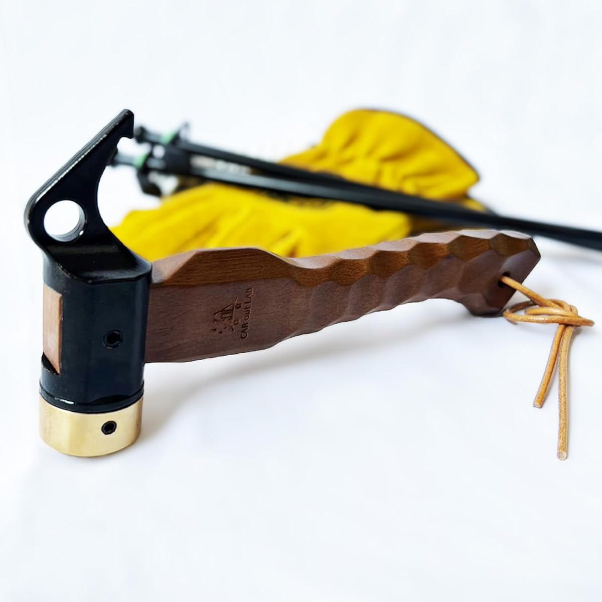 Short peg hammer, brass head, chestnut processed handle, outdoor peg, small, compact, dark brown color, grip material, beech, small, compact