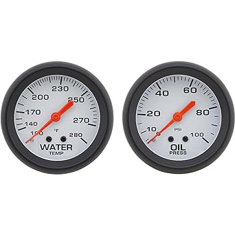 SPEEDWAY MOTORS 2-5/8 inch oil pressed water meter kit back light with backlight White Face Universal Fit Crome Besel Black/Silver Besel Option Hana 100 °-300 ° F