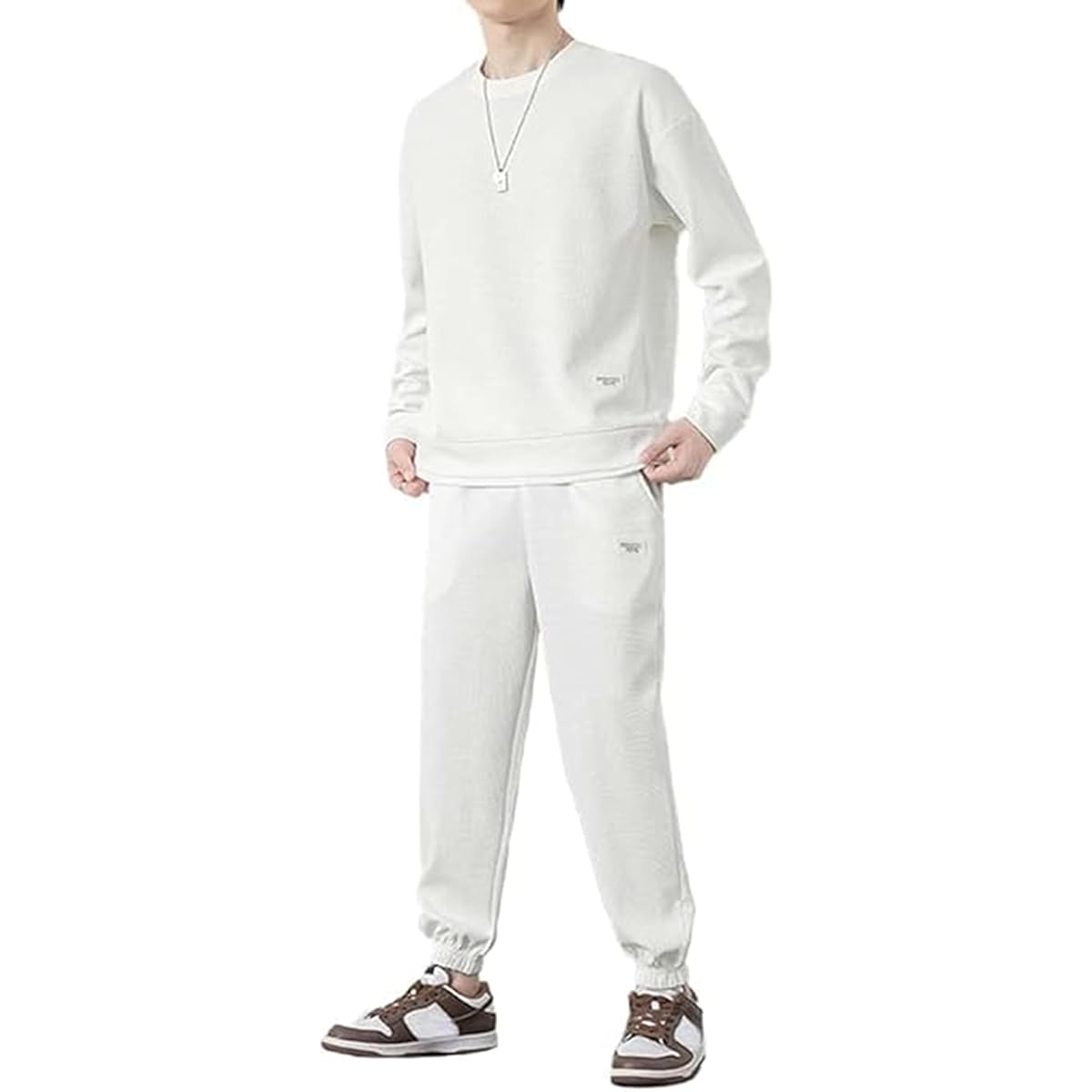 [SLOW & MELLOW] Setup Waffle Fabric Top and Bottom Set Layered Style Design Room Wear Casual Men's Long Sleeve Pants Sports Simple Room Wear 4 Colors