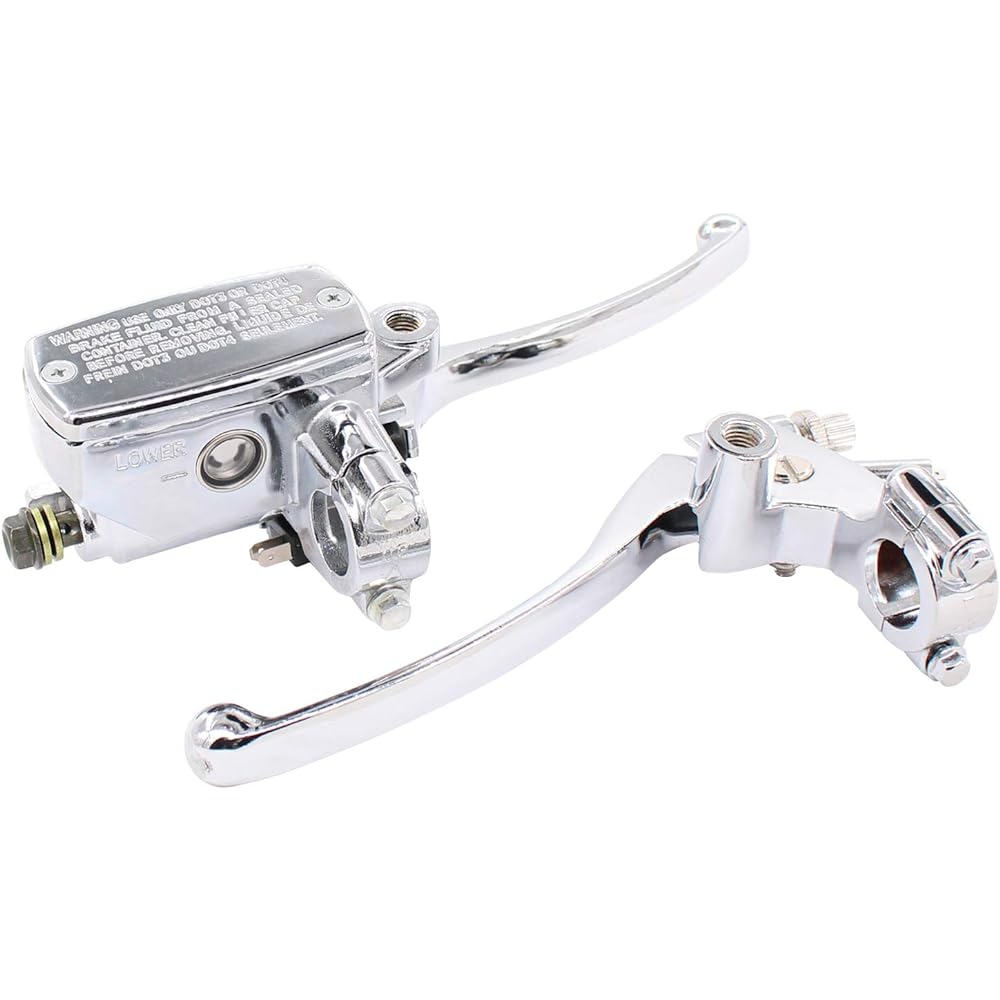 XtremeAmazing Universal Handlebar 7/8" 22mm Hydraulic Brake Control Master Cylinder Clutch Lever for Motorcycle Pit/Dirt Bike Left and Right Set Silver