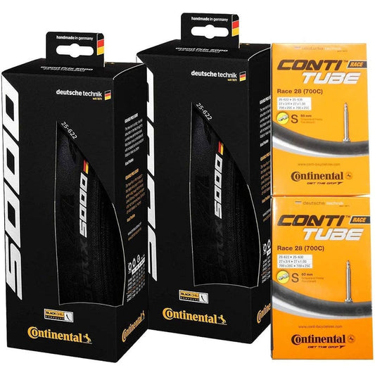 Set of 2 tires and tubes Continental GRAND PRIX 5000 Grand Prix 5000 [Parallel import goods] (700x25c-Presta style 60mm)
