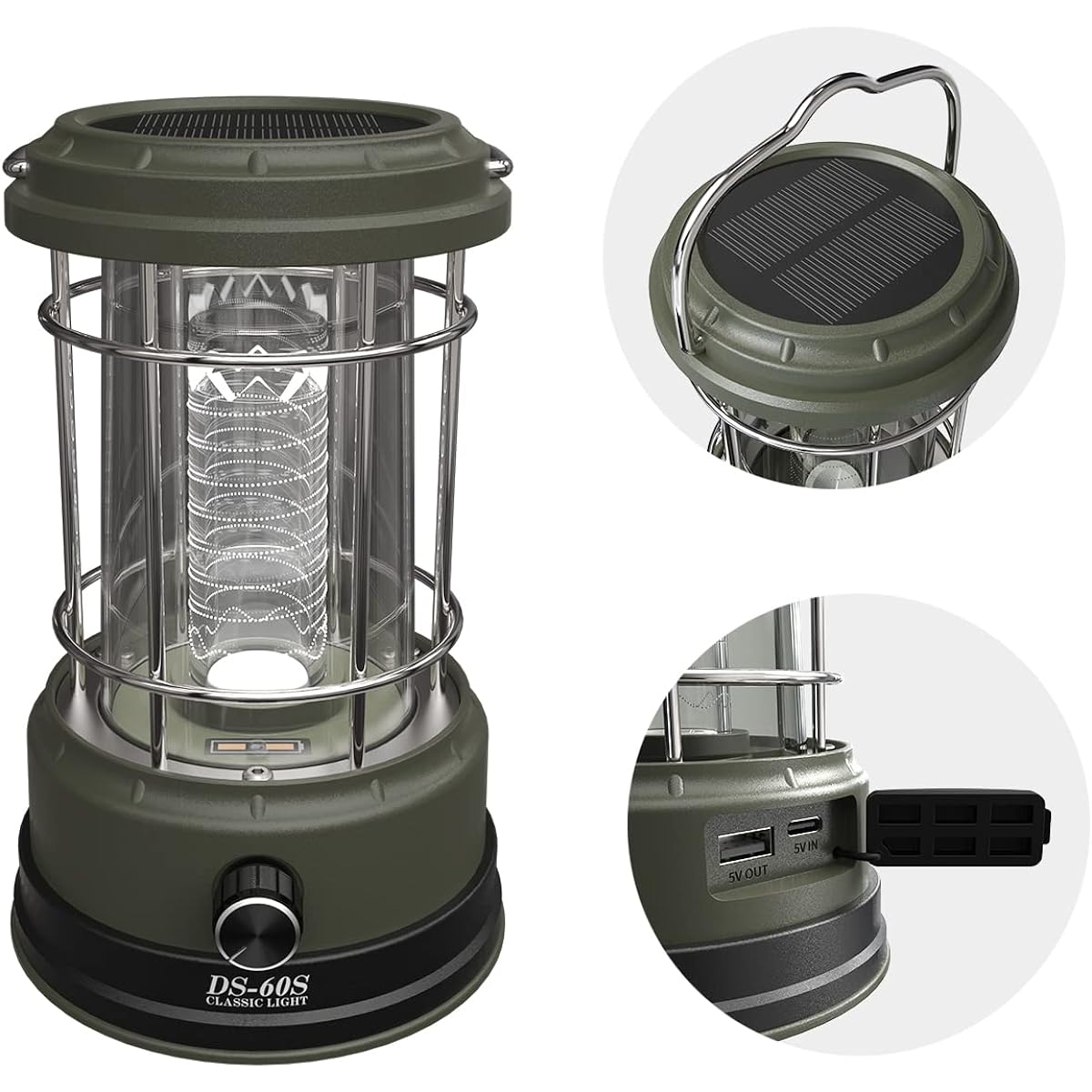 GOODGOODS Solar Lantern, LED Lantern, Camping Lantern, Disaster Prevention, Stylish, Rechargeable, Solar Light, Small, 5W, Daylight White, Mini, Camping, Outdoors, Camping, Night Fishing, Climbing, Picnic, Disaster Prevention, Stepless Dimming, Comes wit