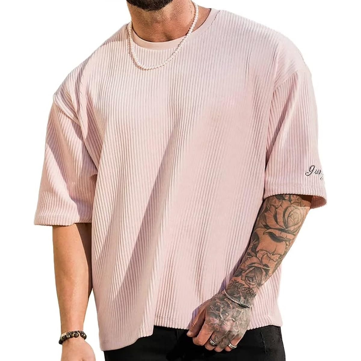 [KULIXI] Gym T-shirt, Men's, Stretch, Short Sleeve, Fitness, Training, Muscle Training, Sports, Stylish, Oversized, Round Collar, Half Sleeves DX5268