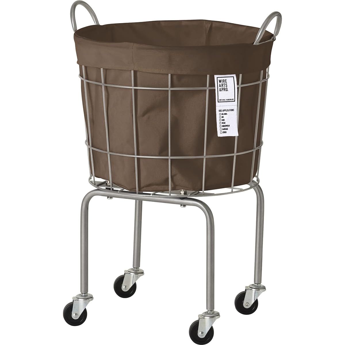 003334 LAUNDRY ROUND BASKET with CASTER LEG 35L (Brown)