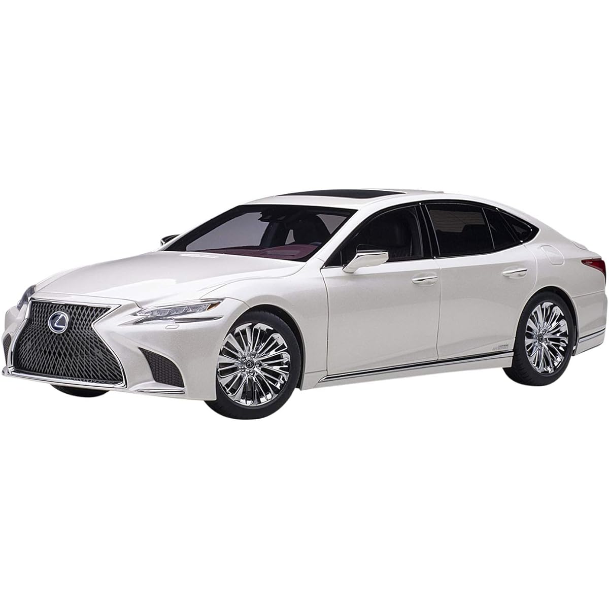 AUTOart 1/18 Lexus LS500h Metallic White Interior Color: Crimson & Black Finished Product 78866