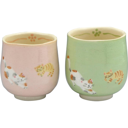 Kyoto ware Kiyomizu ware Rakuiri kiln set teacup Hidamari cat URH961