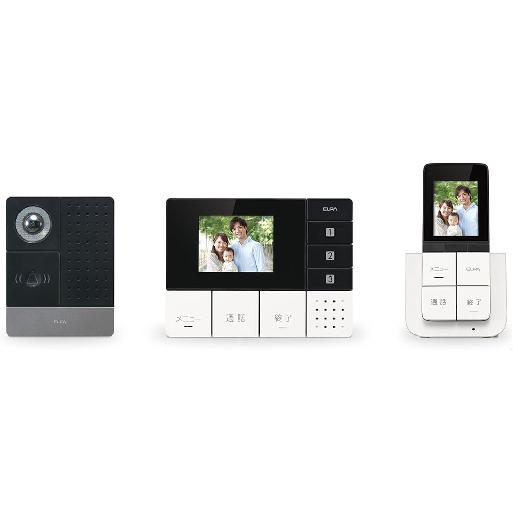ELPA TV Door Phone Wireless Intercom No Wiring Required Automatic Recording Wide Angle Camera with LED Light Battery Operated DHS-TMP2320