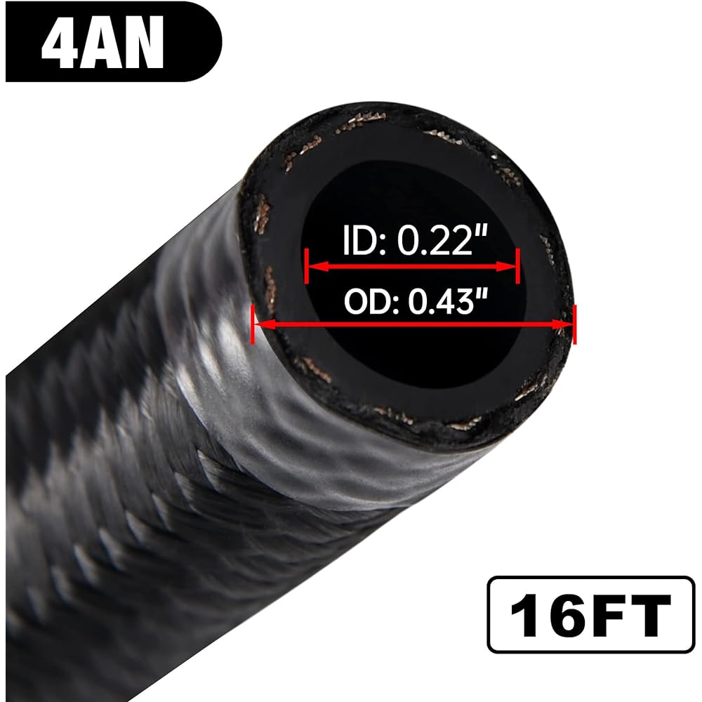 EVIL ENERGY 4AN fuel line hose joint kit knee nylon CPE 16 feet black (inner diameter 0.25 inch)