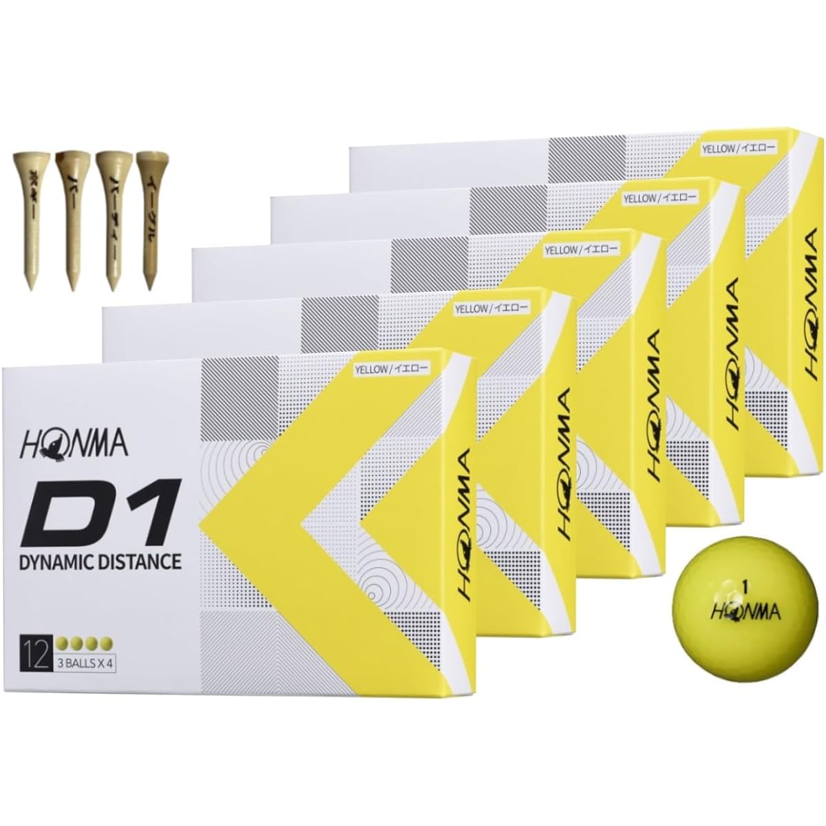 [5 Dozen + Bonus] Honma Golf HONMA Ball D1 D1 2022 Model BT2201 (5 Dozen_Yellow)