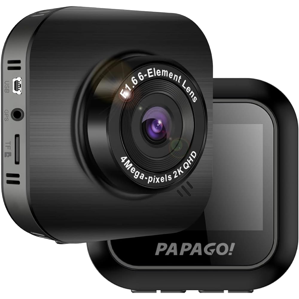 Papago Drive Recorder WQHD 4 Million Pixels Glass Lens WDR G Sensor Continuous Recording Monitoring Function GoSafe 130Plus GS130P-32GB Black