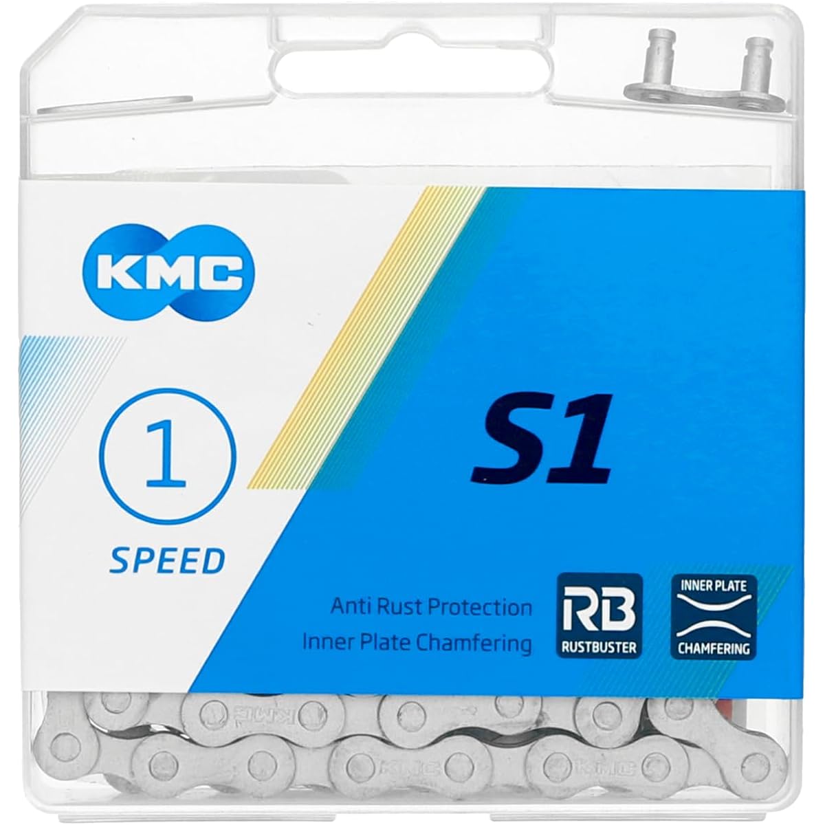 KMC Bicycle Chain S1RB Rustproof Chain [1 SPEED] Light Gray Medium
