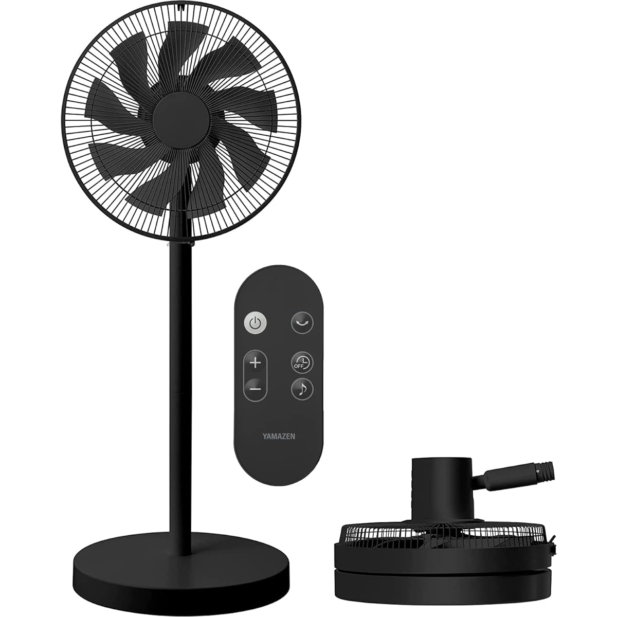 [Yamazen] Living Room Compact Storage Fan, DC Motor, Quiet, Automatic Left/Right Swing, 8 Levels of Air Flow Adjustment, Off Timer Function, Remote Control Included, Black AHX-FGD301(BK)