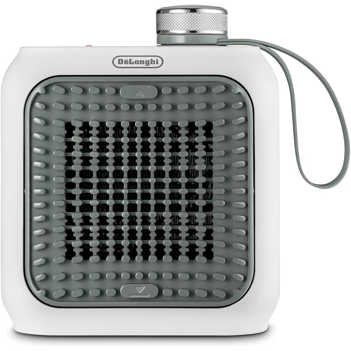 De'Longhi Fan Heater Capsula Desk HFX12D03-GR Ceramic Heater Underfoot/Hands Italian Design Quiet Compact Unique Grid Design Removable Filter [Sage Green] 5 Year Warranty with DeLonghi Family Registration