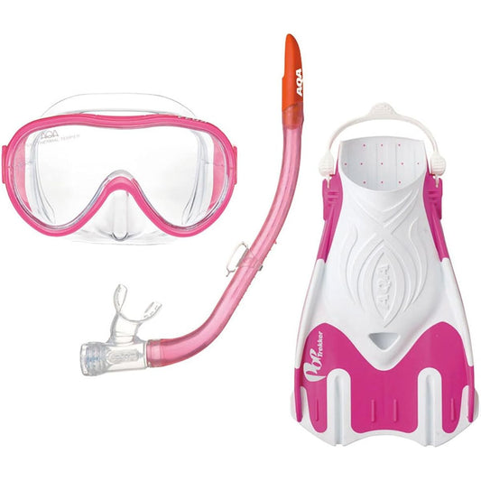 AQA Women's Mask & Snorkel & Fin Snorkeling 3-piece Set Light M KZ-9212
