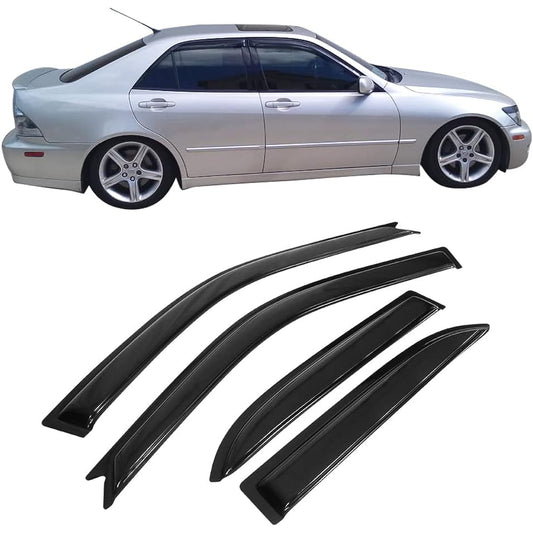 IKON MOTORSPORTS Window Viser 2001-2005 Lexus IS300 4 Door Slim Style Smoked Tint Sun Rain Windguard Vent 2002 2004 2004