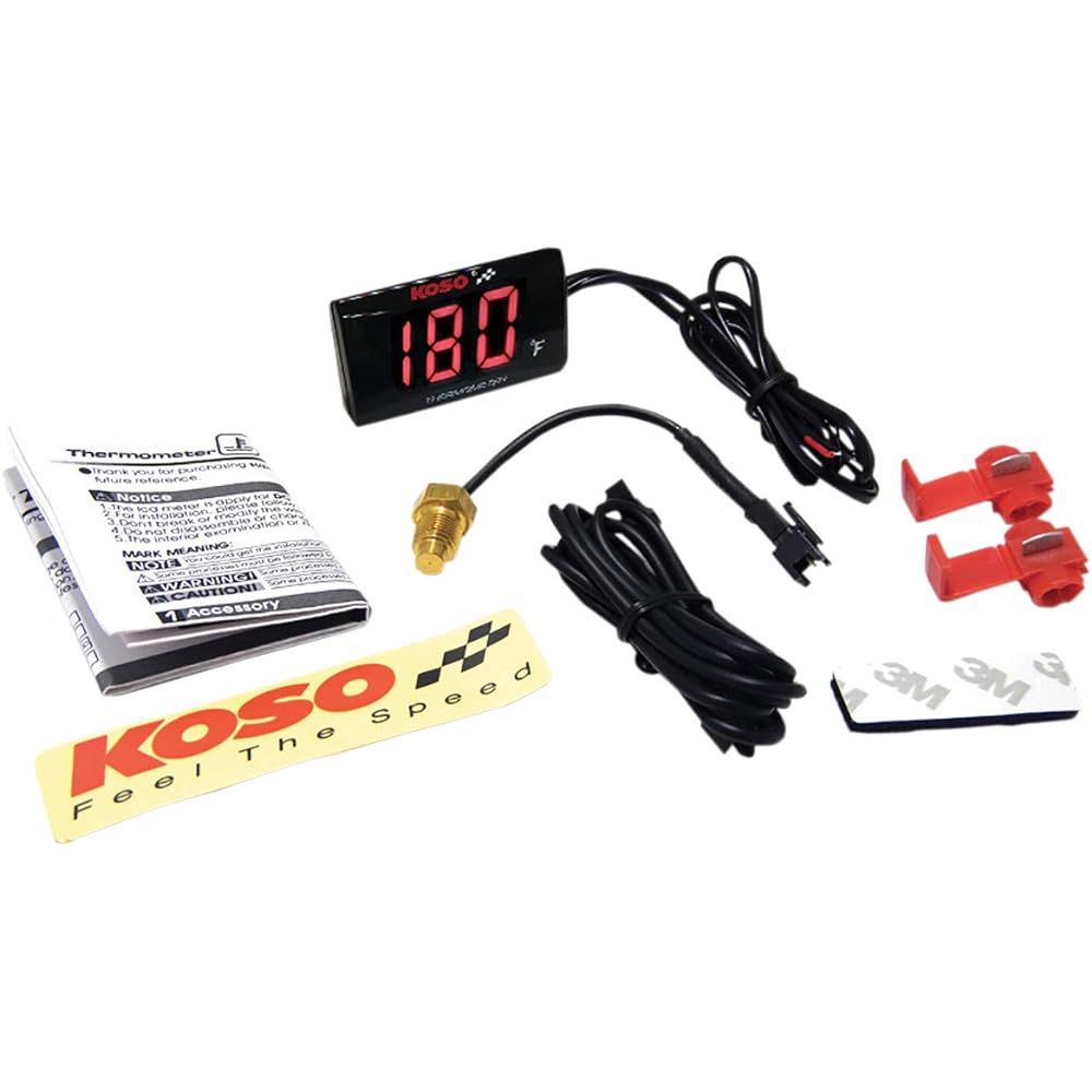 Koso Super Slim Water Temperature Gauge - 2.22" W x 1.06" H 0.43". D