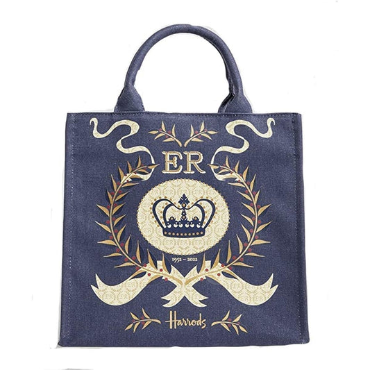 [UK only] Genuine London store Harrods Platinum Jubilee 2022 Queen's Platinum Jubilee Shopper Bag Navy