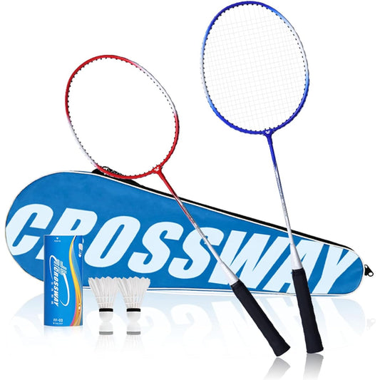 selling-sports Badminton Racket Set for 2 Players, Double Racket, Ultra Lightweight, Sturdy, Beginners, For Practice, Club Activities, Leisure, Sports Equipment, Carrying Bag Included