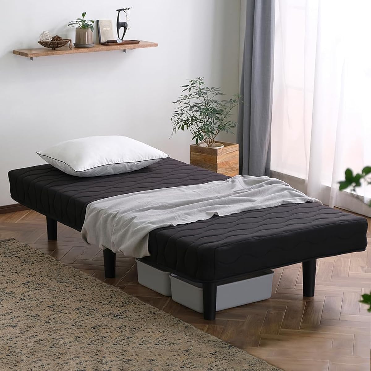 IRIS OHYAMA Leg mattress with a focus on comfort Semi-single Bonnell coil mattress Black Anti-bacterial, odor and dust mite resistant Multi-layer structure thickness approx. 17cm Compactly delivered in compressed packaging Mattress with legs Mattress Bed