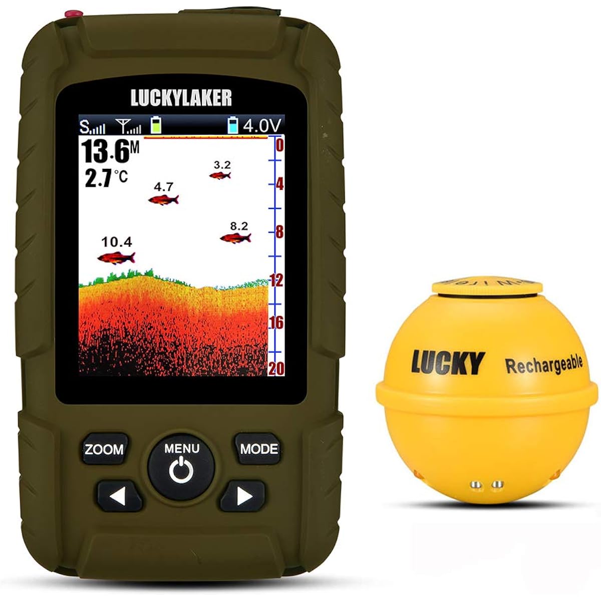 LUCKYLAKER Waterproof Wireless Fish Finder Portable Kayak Fish Finder Sea Boat SUP Embankment Boat Bass Fishing Smelt Fishing Small Fishing