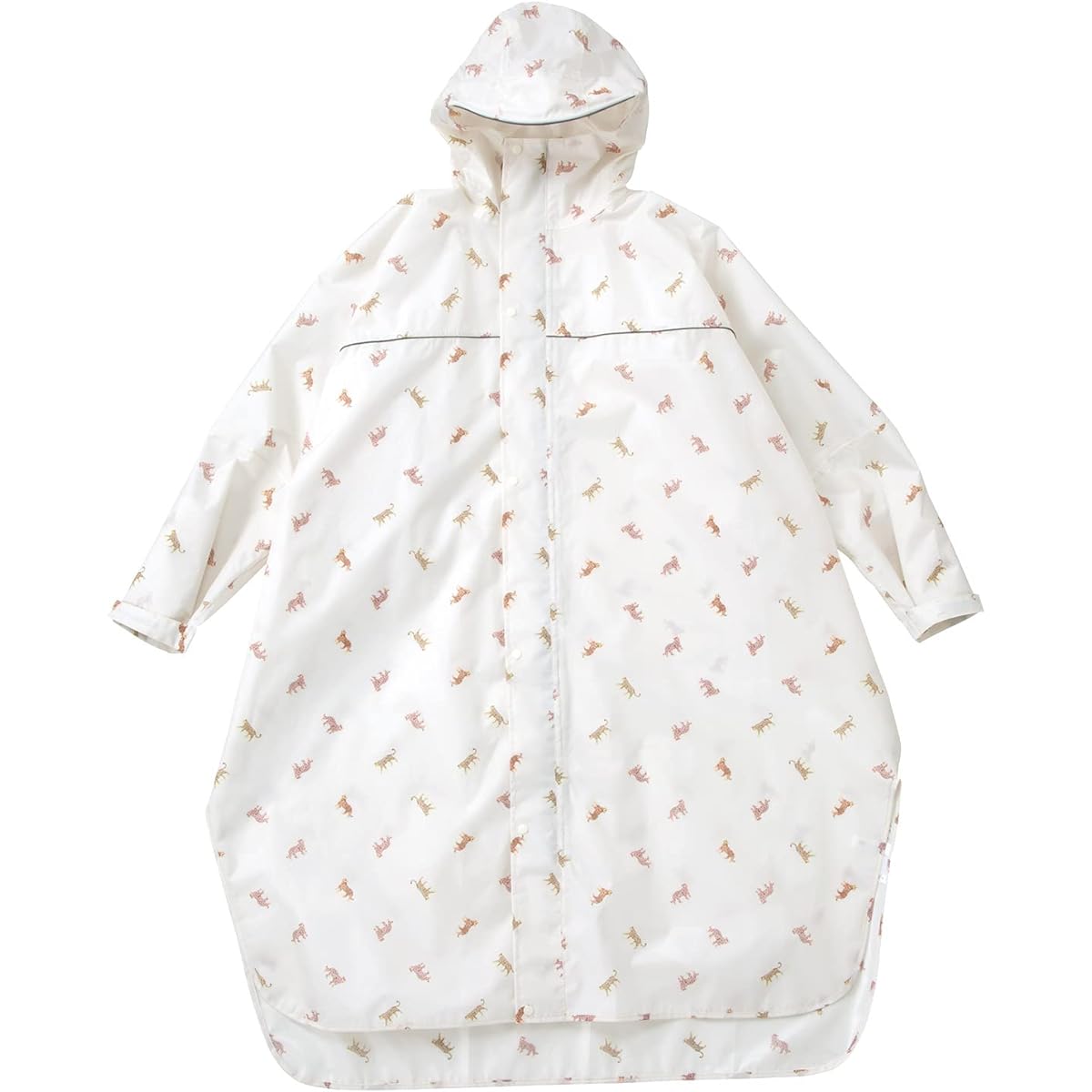 [World Party] Raincoat [Rain Bicycle Sleeve Poncho] Leopard Women's Bicycle Compatible Waterproof Zipper Hood with Brim Reflector Glove Cover Seam Tape Designed for Everyday Use as Outerwear Casual Stylish Cute Women R-1122-201