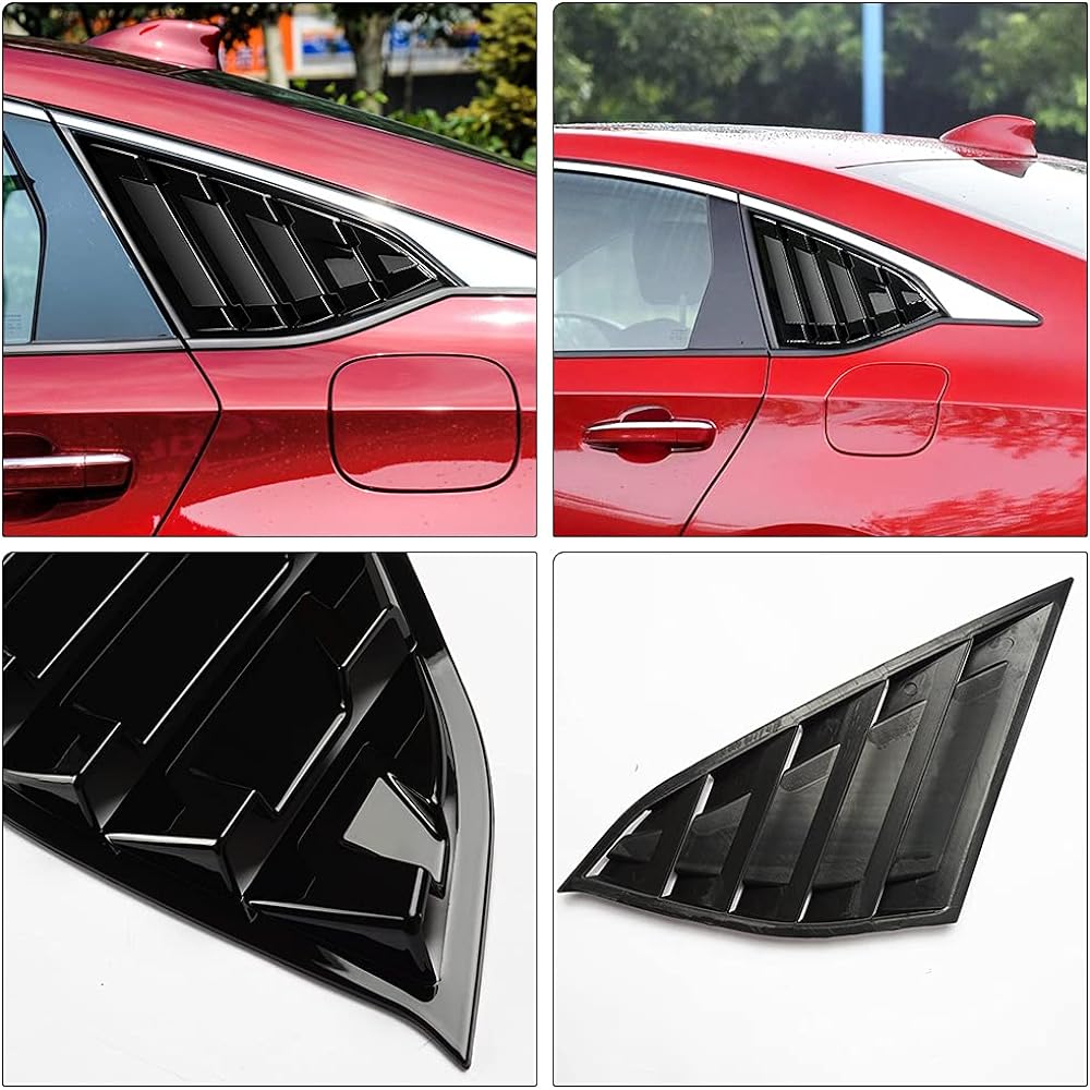 DLOVEG Rear Side Wind Wrever Honda Accord 2022 2020 2019 2018 Accessory Sports Style Air Vent Cover (Bright Black)
